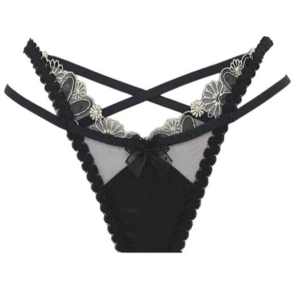 For The Love & Lemons x Victoria Secret Black Sheer Lace Embroidered Daisy Lash - Picture 5 of 9